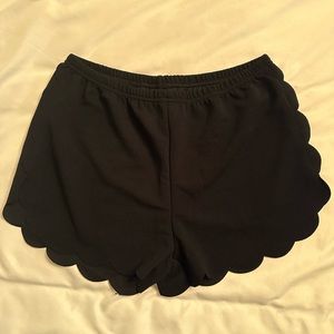 Black scalloped shorts